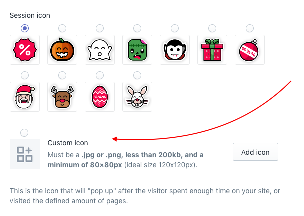 Upload a custom icon to your Discount Hunt session